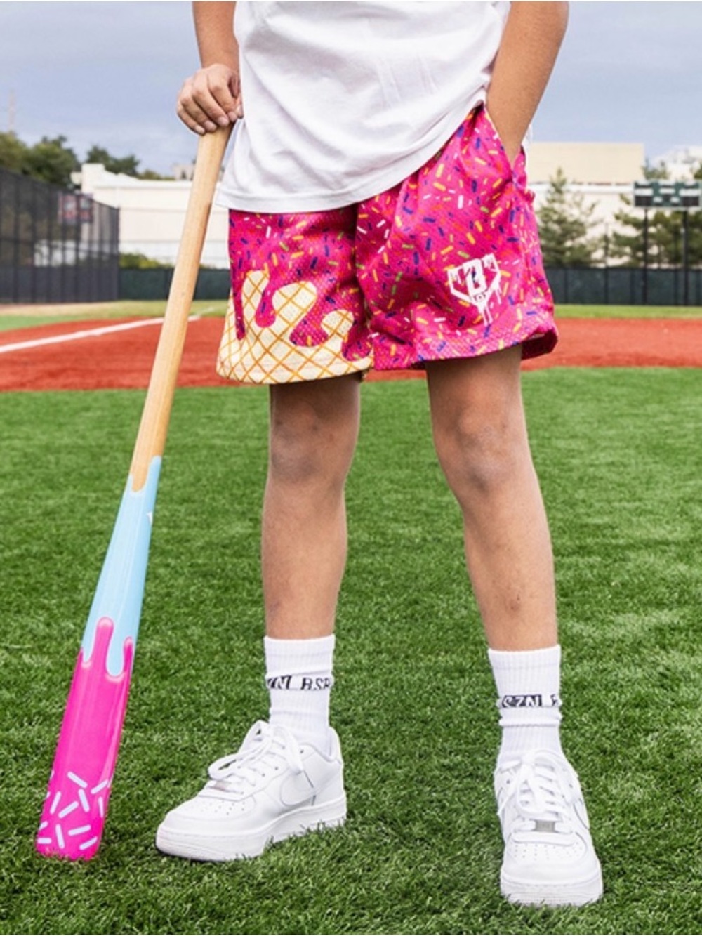 Baseball Lifestyle 101 Youth Ice Cream Shorts 5 In Pink Youth XL - Picture 2 of 12